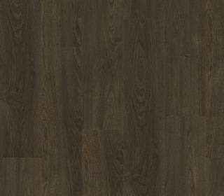 EcoDense Millstone hybrid resilient flooring surface in dark brown wood tone
