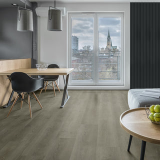 EcoDense Toby hybrid resilient flooring in an open-concept living space 
